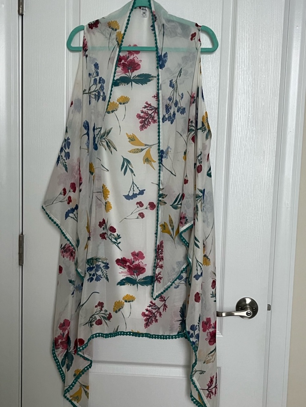 Floral Sheer duster, Cream with Multi-Color Print